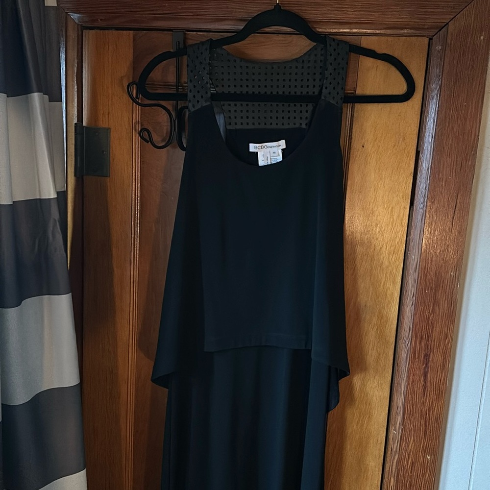 BCBGeneration black maxi dress with attached high low top size xs